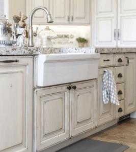 Farmhouse Sink - Farmhouse Kitchen - White Kitchen - Neutral Kitchen - Modern Farmhouse Kitchen - Rustic Kitchen - Shiplap - Subway Tile - Wood Beams