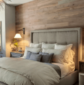 wood wall master bedroom