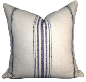 I love this Farmhouse Blue Striped Throw Pillow.