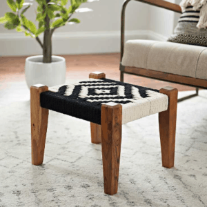 How cute is this black and white woven ottoman. It is the cutest boho style.