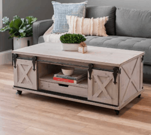 I absolutely love farmhouse, rustic, and industrial coffee tables. There are so many different styles in this post. A coffee table is the centerpiece of a living room. This collection is full of chunky, white, Joanna Gaines inspired coffee tables.