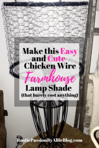 Black Iron Farmhouse Lamp with text overlay - Make this easy and cute chicken wire farmhouse lamp shade that barely cost anything.