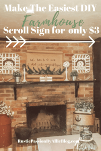 Learn how to make this Farmhouse DIY Scroll Sign. It's the cutest affordable wall hanging. You will displaying this in your neutral living room or your modern farmhouse master bedroom. #diyscrollscript #diyscrollsign #scrollsign #wallhanging