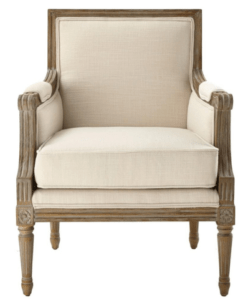 cream and wood farmhouse accent chair