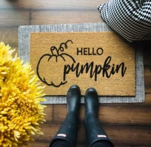 hello pumpkin fall door mat