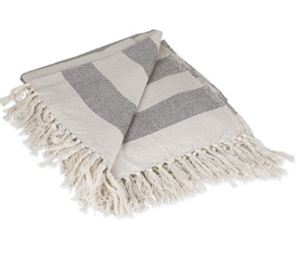 white and gray stripe fall throw blankets