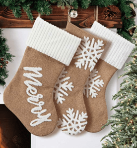 burlap and white rustic christmas stockings